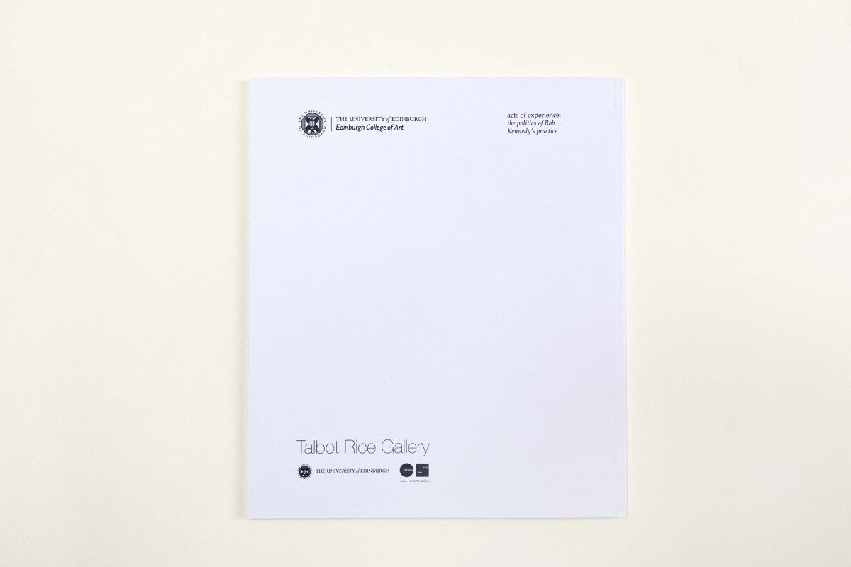 Back cover of Rob Kennedy's catalogue, white