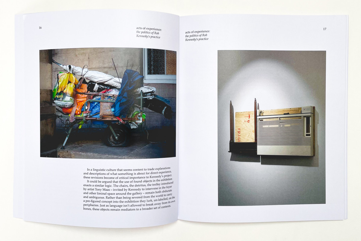 Page spread of Rob Kennedy's catalogue, two different images