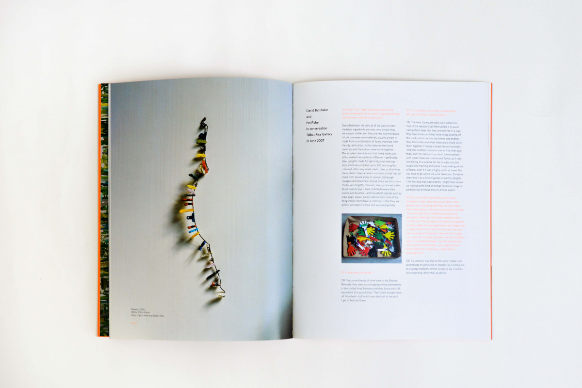 inside page spread of David Batchelor's book, image on the left text on the right