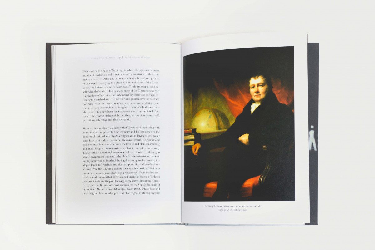 Page spread inside look, text on left and image on right