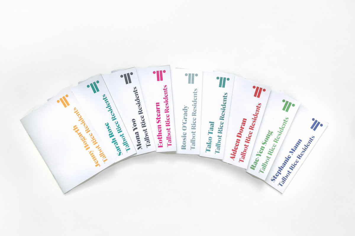 Nine artist guides with individual names in different colours against white background