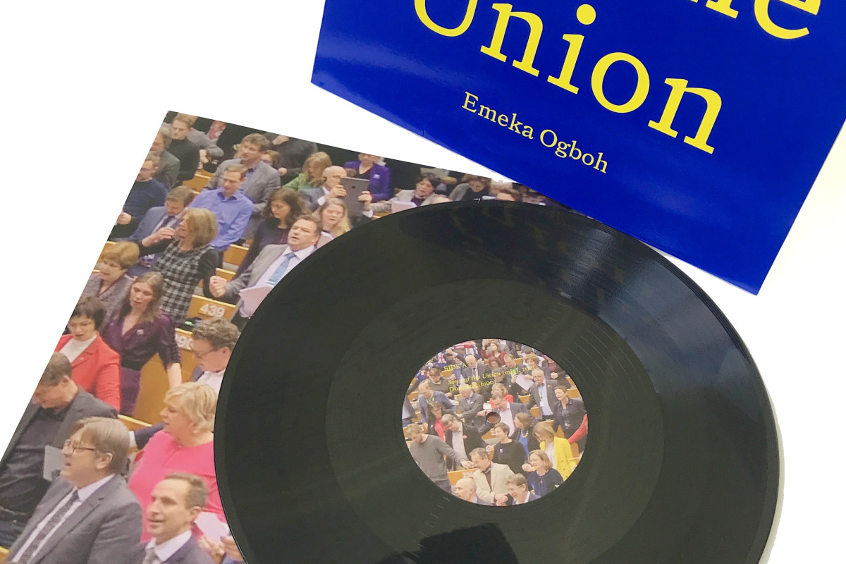 Vinyl record with sleeves, entitled "Song of the Union" against white background