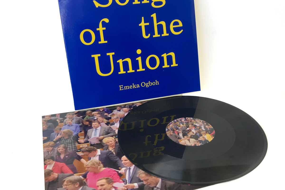 Vinyl record with sleeves, entitled "Song of the Union" against white background