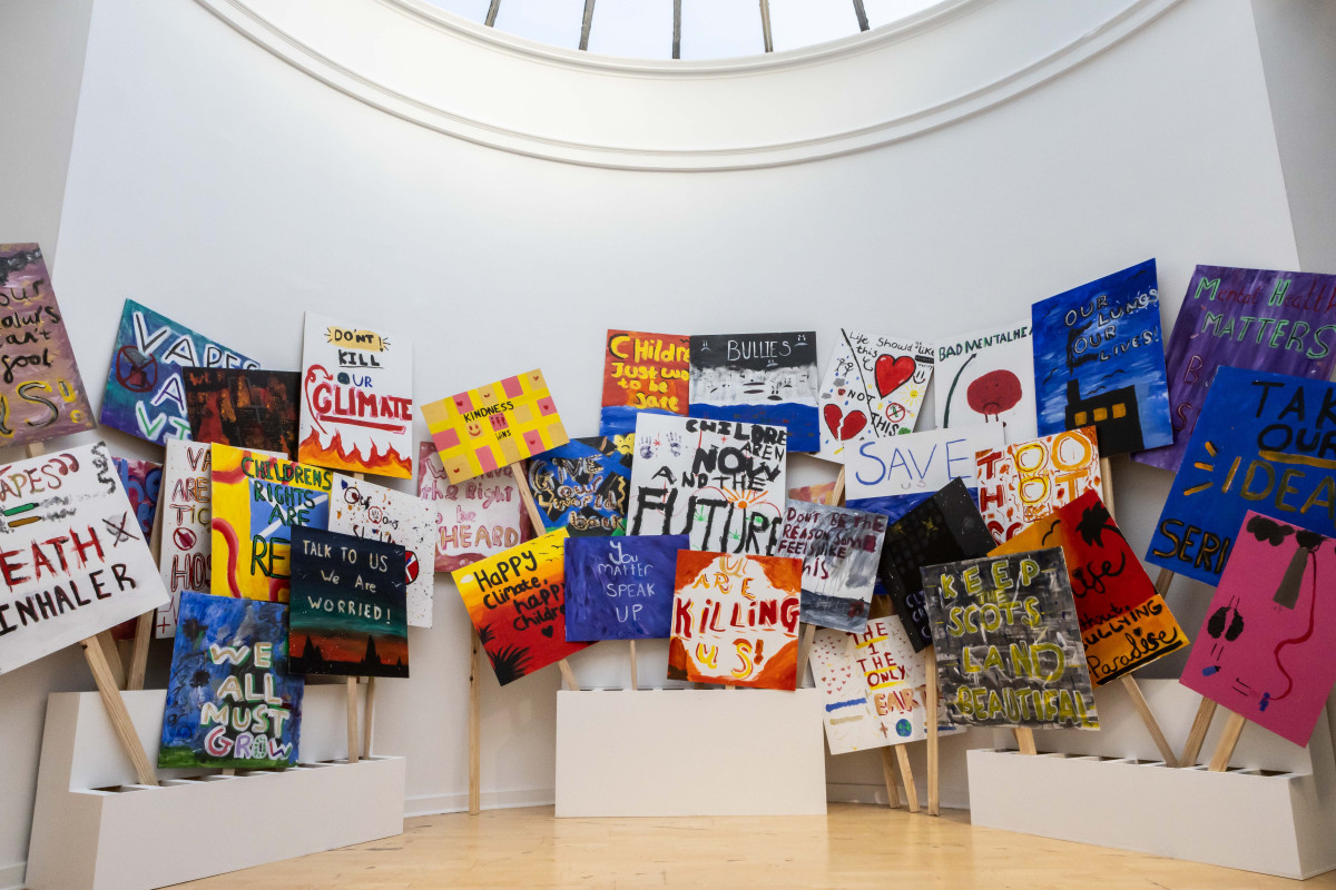 Child Human Rights Defenders, 'The Children are Now', exhibition view, Talbot Rice Gallery, the University of Edinburgh. Photo: Sally Jubb