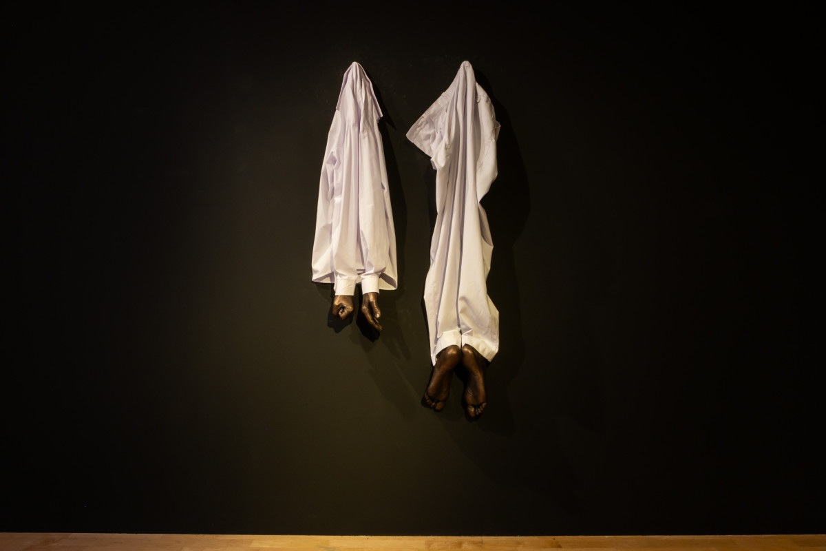 Amol K Patil, Who is invited to the city?, 2026. Part of The dead don’t go until we do, 2026. Exhibition view, Talbot Rice Gallery, the University of Edinburgh. Photo: Sally Jubb