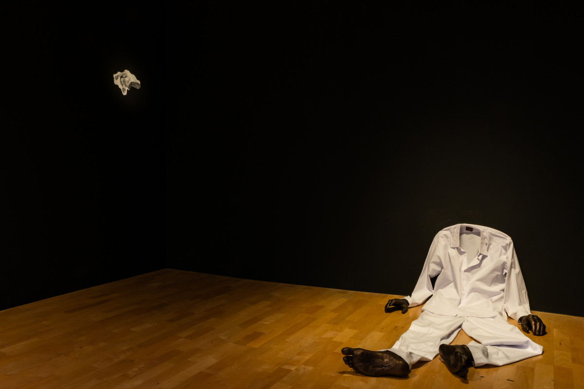 Amol K Patil, Who is invited to the city?, 2026. Part of The dead don’t go until we do, 2026. Exhibition view, Talbot Rice Gallery, the University of Edinburgh. Photo: Sally Jubb