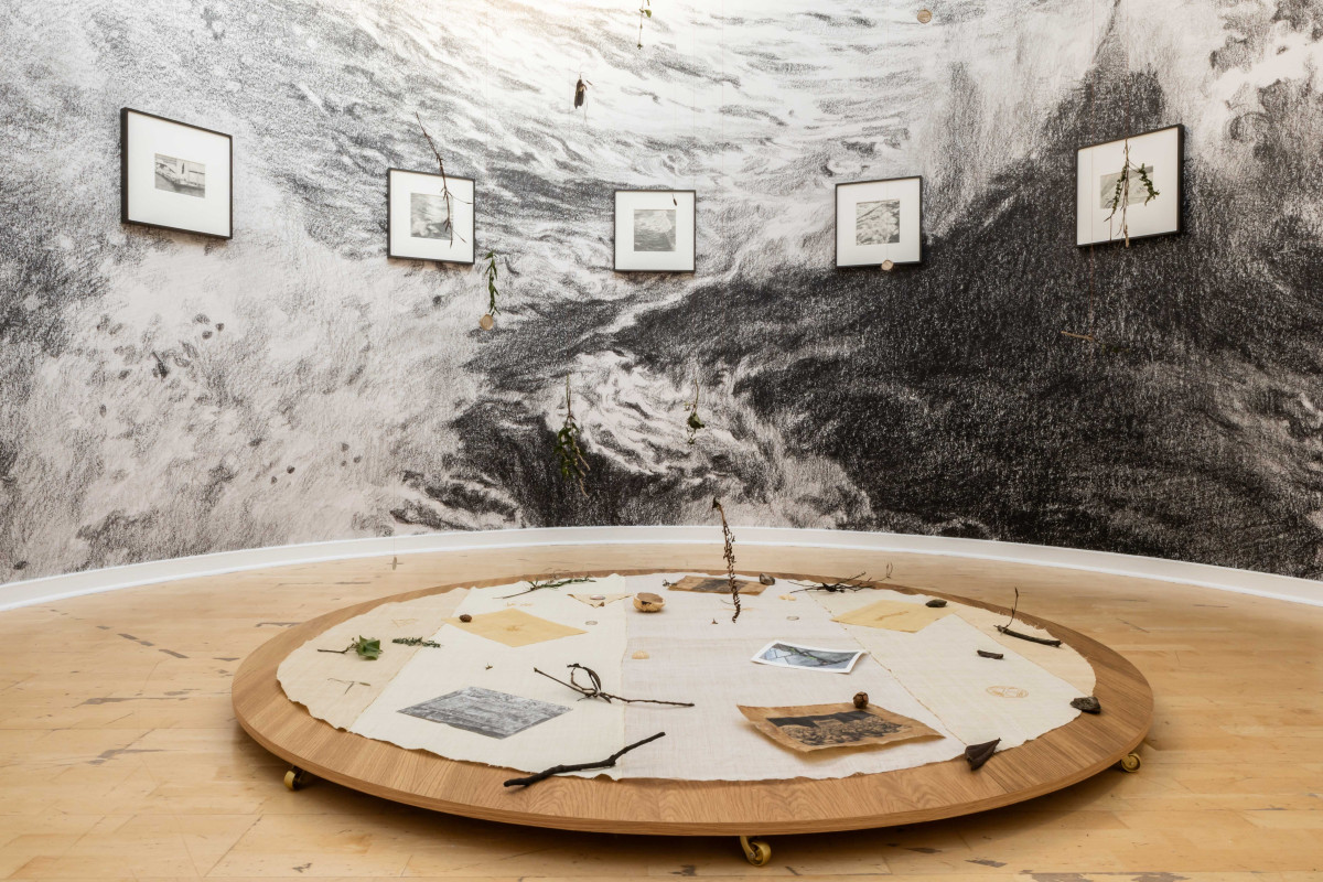 Kang Seung Lee, Erasure held like a fierce lantern, 2026. Part of The dead don’t go until we do, 2026. Exhibition view, Talbot Rice Gallery, the University of Edinburgh. Photo: Sally Jubb