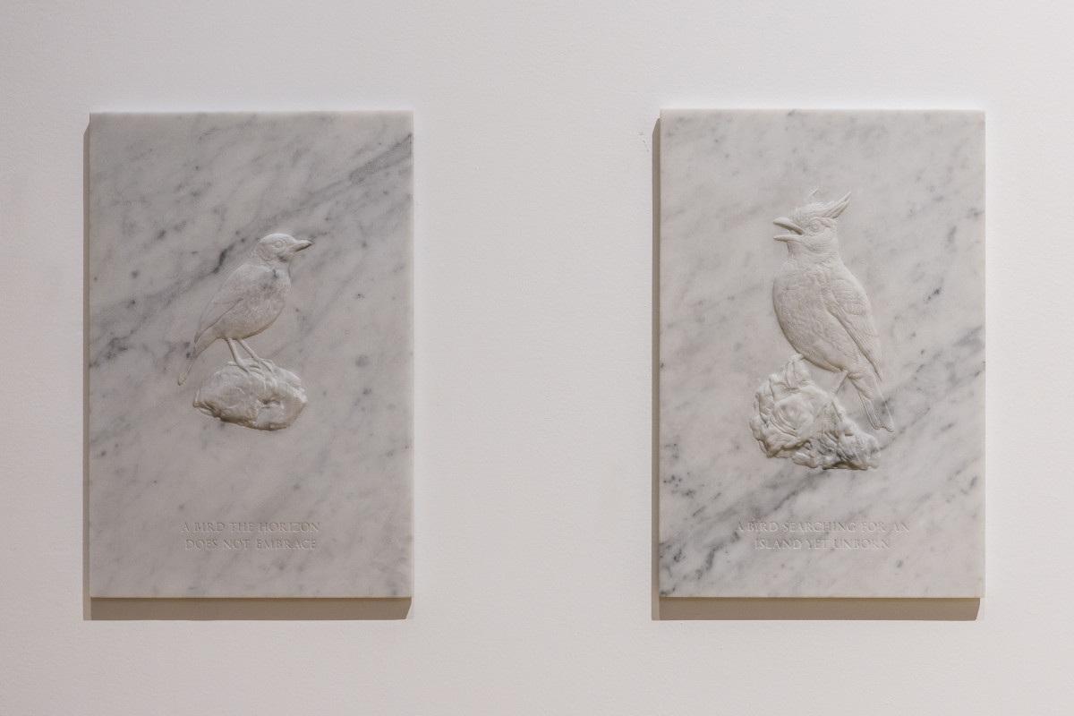 Birds carved in marble 