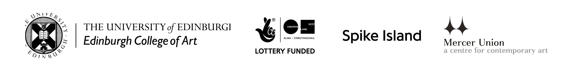 Logo for ECA, Creative Scotland, Spike Island and Mercer Union